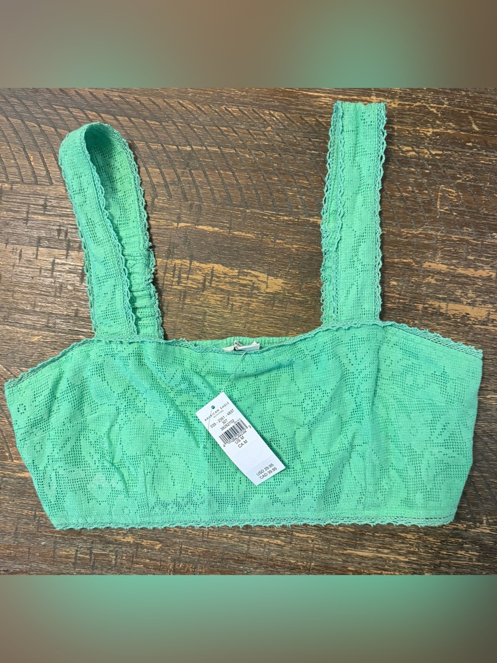 American Eagle Outfitters Green Lace Bralette Crop Top - Mint Green